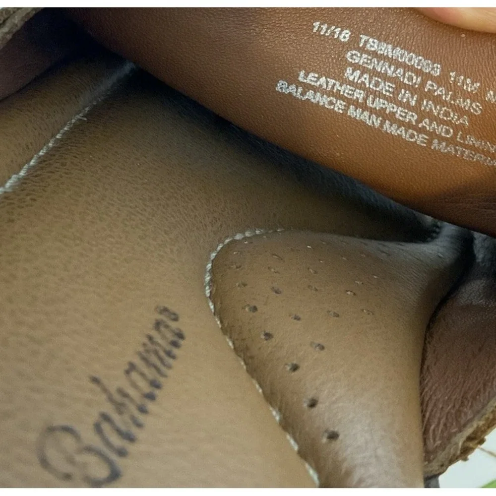 Tommy Bahama‎ Gennadi Palms Slide Sandals Men's Sz 11 Brown Textured Leather